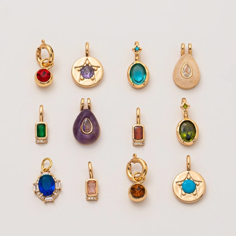 Collier Pendentif Pierre de Naissance DIY en Acier Inoxydable pour Femme Bijoux Rétro Plaqué Or 18K Strass Perle Artificielle