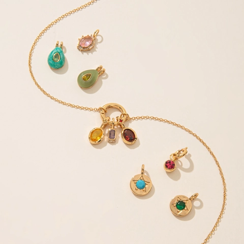Collana con Ciondolo Pietra Natale in Acciaio Inossidabile per Uomo Donna Placcata Oro 18K Perla Artificiale Strass