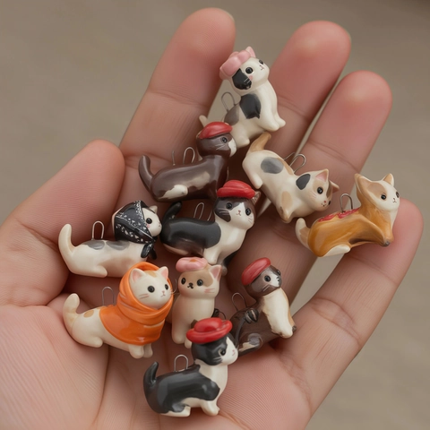 Cute Enamel Cat Pendant Necklace Copper 14K Gold Plated Cartoon Animal Charms For Women DIY Jewelry Making Accessory