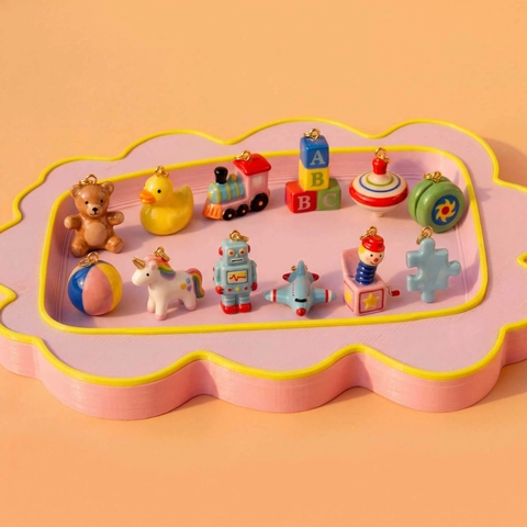 Cute Bear Duck Building Block Charms Copper DIY Necklace 18K Gold Plated Cartoon Jewelry For Women Girls Children Gift