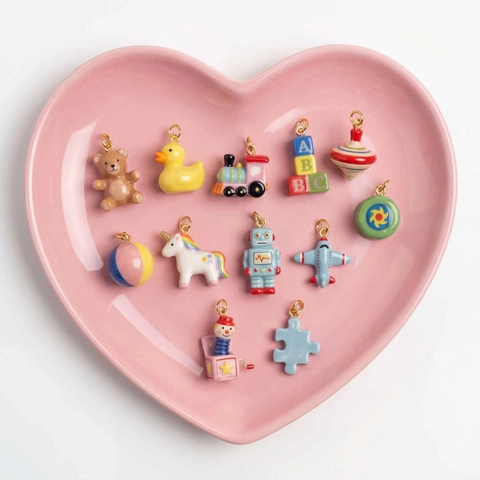 Cute Bear Duck Building Block Charms Copper DIY Necklace 18K Gold Plated Cartoon Jewelry For Women Girls Children Gift