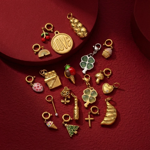 Edelstahl 18K Vergoldet DIY Herz Rose Kreuz Anhänger Halskette Für Damen Personalisierte Mode Schmuck Charm Zubehör