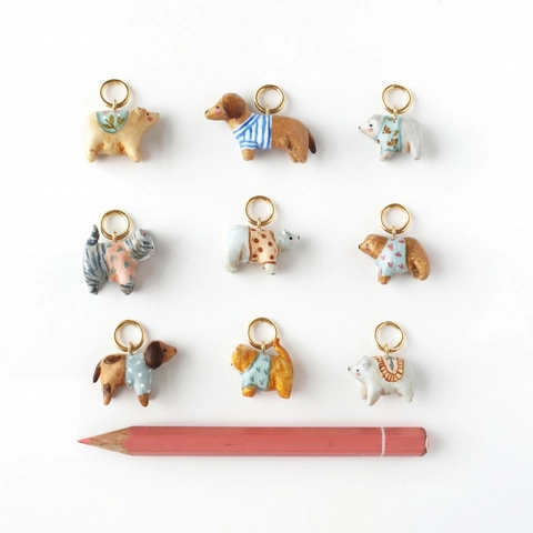 Cute Cartoon Animal Copper Pendant Necklace Electroplated 18K Gold Dog Cat Bear Charm Pendant Jewelry For Women Teenager Daily Wear