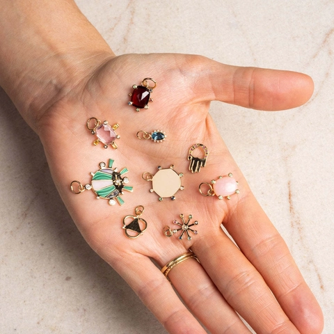Messing Strass Hanger Voor DIY Ketting Maken Beer Regenboog Sterrenbeeld Tarot Oog Charm Vrouwen Mode Sieraden Accessoire