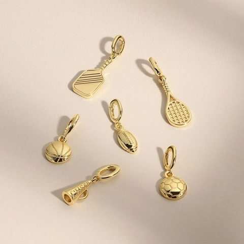 18K Vergoldet Titanstahl Sport Anhänger Halskette Für Damen Volleyball Basketball Fußball Tennis Ball Charme Schmuck