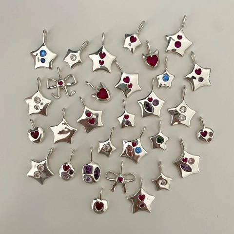 Niche Vintage Heart Star Bow Pendant Necklace For Women 18K Gold Plated Stainless Steel Colorful Zirconia Choker Jewelry
