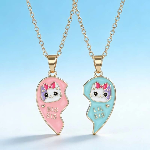 Ensemble Collier Porte-clés BFF Cœur Magnétique en Alliage de Zinc Pendentifs Chat Ours Avocat Bijoux Amitié Cadeau pour Femmes Filles