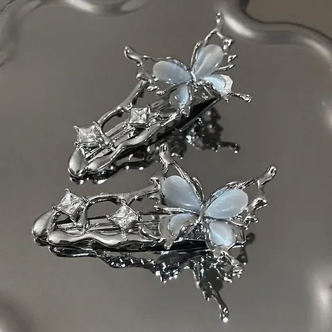Eleganti Fermagli per Capelli a Farfalla in Metallo Liquido Lega di Zinco Strass Perle Artificiali Accessori per Capelli Donna