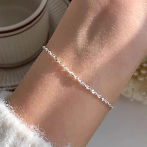 Pulsera Y Collar Minimalistas De Cadena De Cuerda Trenzada Para Mujer Aleación De Zinc Baño De Oro Plata Joyería Brillante Longitud Ajustable