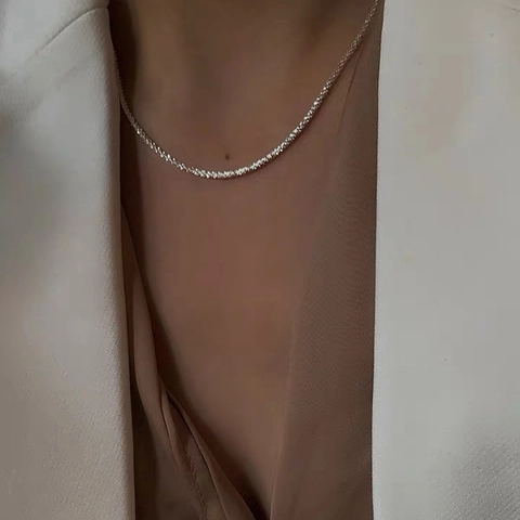 Italian Minimalist Zinc Alloy Shimmering Gypsophila Chain Necklace For Women Silver Gold Color Rhinestone Clavicle Chain Jewelry Gift
