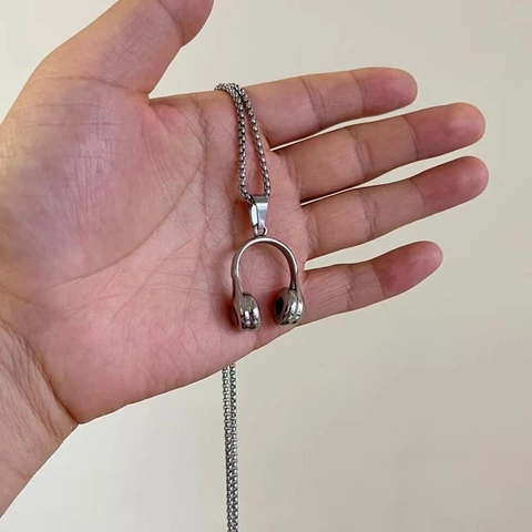 Hip Hop Koptelefoon Hanger Halsketting Voor Heren Vrouwen Roestvrij Staal Muziek Oortelefoon Charm Mode Sieraden