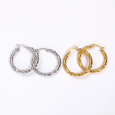 Minimalistische Edelstahl Gedrehte Schnur Ohrringe Für Damen Geometrische High End Gold Silber Mode Täglich Schmuck
