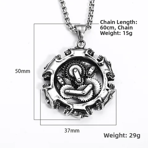 Collier Pendentif Engrenage Mécanique Steampunk En Acier Inoxydable Pour Hommes Bijoux Street Punk Gothique Industriel