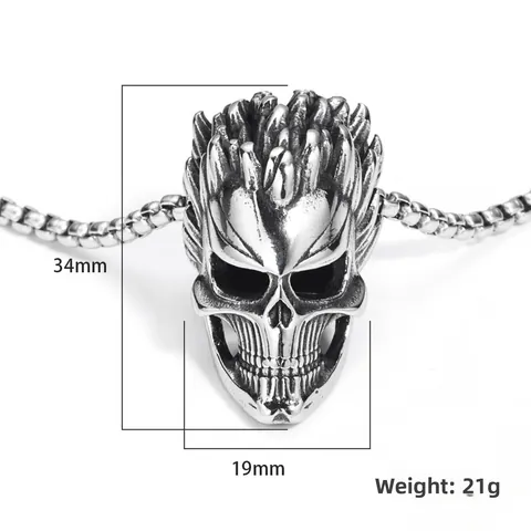 Collar con Colgante de Calavera Gothic Punk para Hombre de Acero Inoxidable Colgante de Cabeza de Esqueleto Hip Hop para Halloween