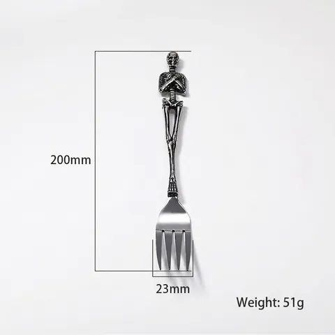 Gotische Schedel Skelet Handvat Roestvrij Staal Bestek Vork Lepel Zilver Metalen Servies Voor Halloween Home Dining