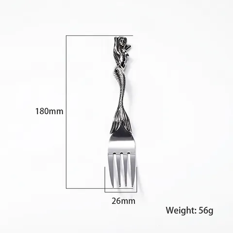 Vintage Mermaid Stainless Steel Spoon Fork Creative Relief Design Retro Tableware For Home Dining Kitchen Gift Women Decor
