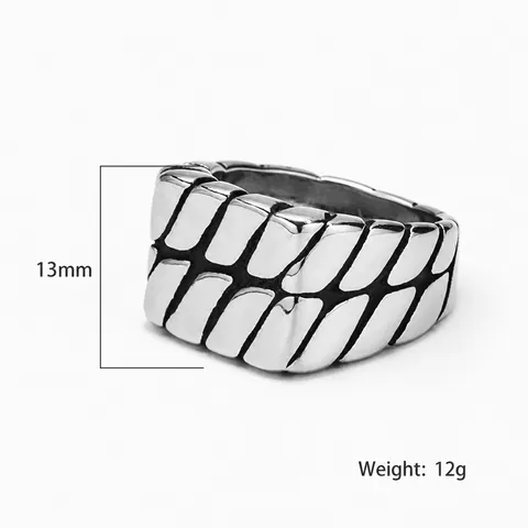Herren Vintage Titanstahl Reifenprofil Ring Industrie Punk Stil Breitband Titanstahl Geometrischer Bandring Schmuck Geschenk