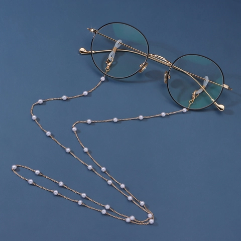 Fashion Minimalist Zinc Alloy Artificial Pearl Eyewear Chain Gold Silver Plated Glasses Strap Non-Slip Sunglasses Cord For Women