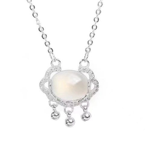 Chinese Style Ruyi Safety Lock Pendant Necklace Zinc Alloy Rhinestone Artificial Pearl Tassel Chain Jewelry For Women