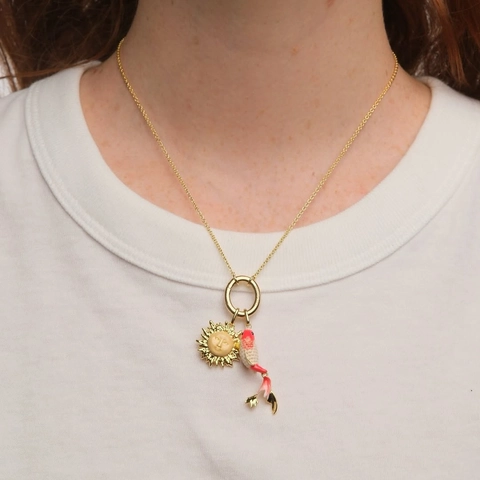 DIY Enamel Animal Pendant Necklace Copper Gold Plated Rhinestone Jewelry For Women Gift Fashion Lucky Charm Necklace