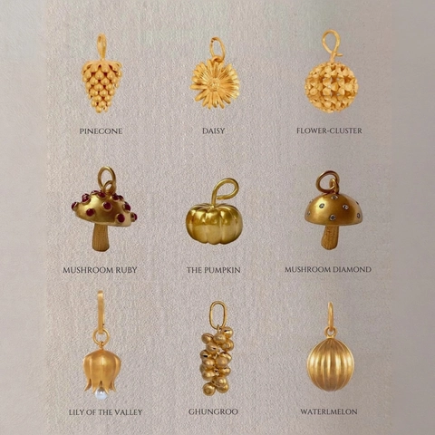 Ciondoli in Rame Placcato Oro 18K Vintage Fungo Zucca Verdura Floreale per Donna Fai da Te Creazione di Gioielli Strass Perla Artificiale Accessori Collana