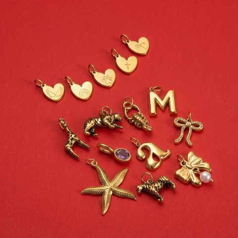 Vintage Roestvrij Staal 18K Vergulde Hart Dier Alfabet Hanger Ketting Voor Vrouwen Retro Vlinder Zeester Sieraden
