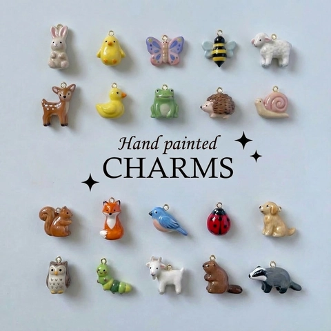 Hand Painted Animal Kingdom Pendants 18K Gold Plated Copper Rabbit Deer Squirrel Charms For DIY Necklace Making Jewelry Accessories
