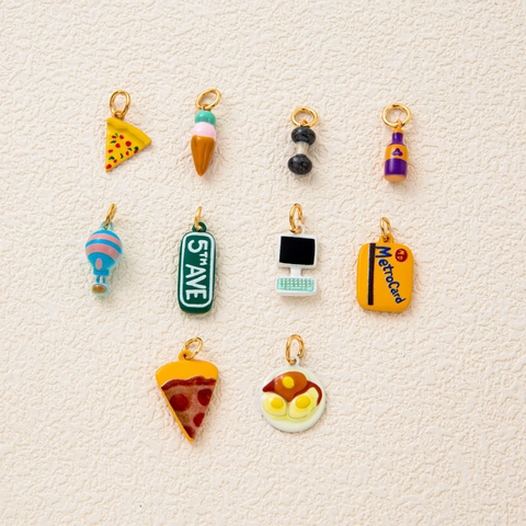 Stainless Steel Enamel Pendant Necklace Colorful Heart Pizza Ice Cream Hot Air Balloon Charm Jewelry For Women Men Summer Daily