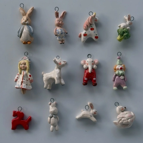 Stainless Steel Necklace With Ceramic Look PVC Animal Pendant Squirrel Rabbit White Horse Swan For Women Fashion Jewelry