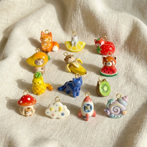 Schattige Koperen Emaille Cartoon Dier Fruit Hanger Ketting Vos Kat Aardbei Citroen Ontwerp DIY Sieraden Voor Vrouwen Meisjes Cadeau