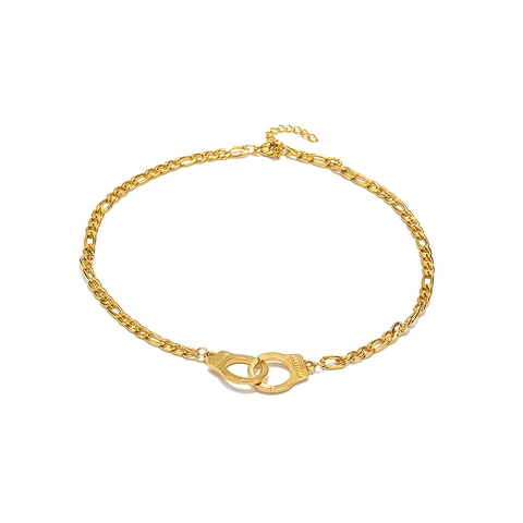 Fashion Titanium Steel Handcuff Pendant Necklace For Women Gold Plated Figaro Chain Hip Hop Freedom Letter Engraved Jewelry