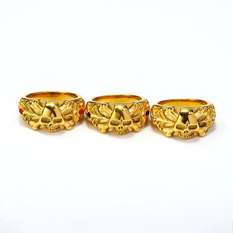 Punk Gothic Stainless Steel Skull Ring For Men Gold Plated Rhinestone Inlaid Domineering Spider Web Fashion Jewelry Gift