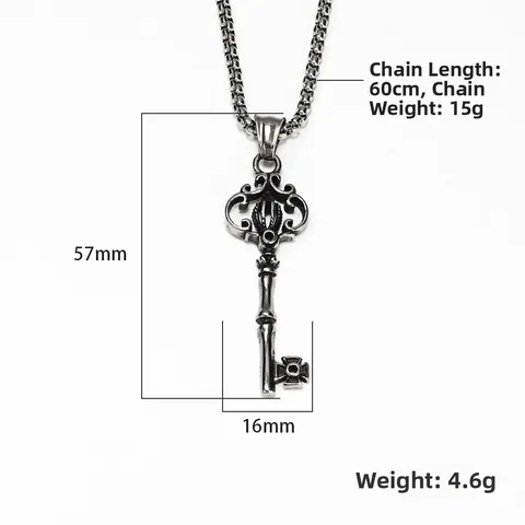 Vintage Gothic Punk Titanium Steel Crown Key Pendant Necklace Hollow Cross Key Charm Necklaces For Men Women Retro Jewelry