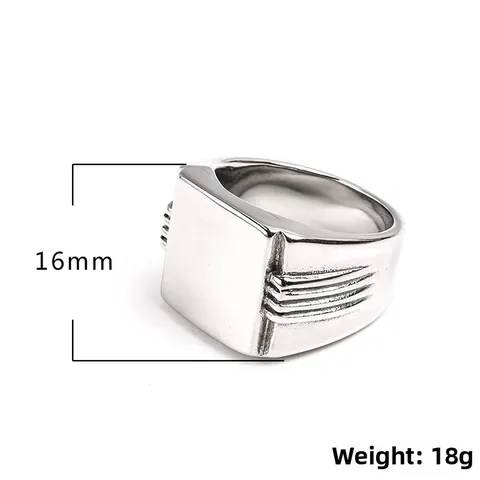 Herren Titanstahl Siegelring Quadratisch Poliertes Band Industrie-Rippen-Seite Business Mode Ringe Für Herren Schmuck Geschenk