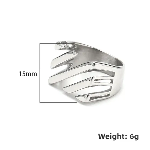Titanium Steel Hollow Claw Ring Minimalist Eighteen Karat Gold Plated Geometric Cross Twill Finger Ring Fashion Unisex Jewelry