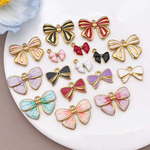 Edelstahl Emaille Schmetterling Schleife Anhänger Für DIY Schmuckherstellung Armband Halskette Schlüsselanhänger Charms