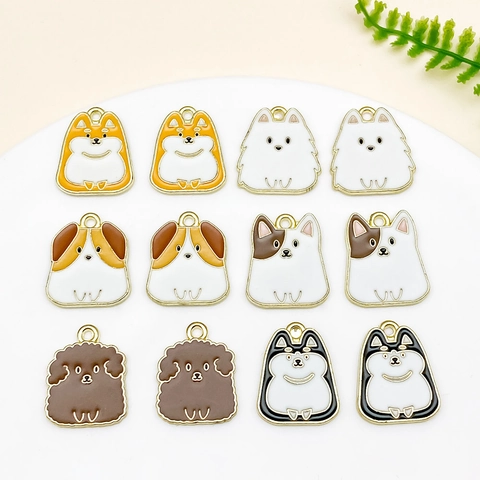 Cute Cartoon Dog Enamel Alloy Pendants DIY Jewelry Accessories For Bracelet Keychain Necklace Hand-painted Puppy Charms