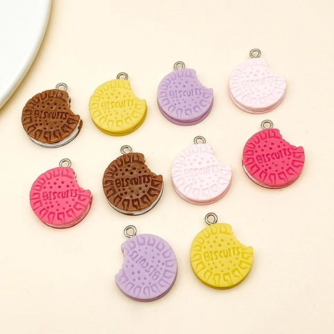 Colorful Resin Sandwich Cookie Pendants With Letter Design Bitten Biscuit Charms For DIY Jewelry Making Keychains