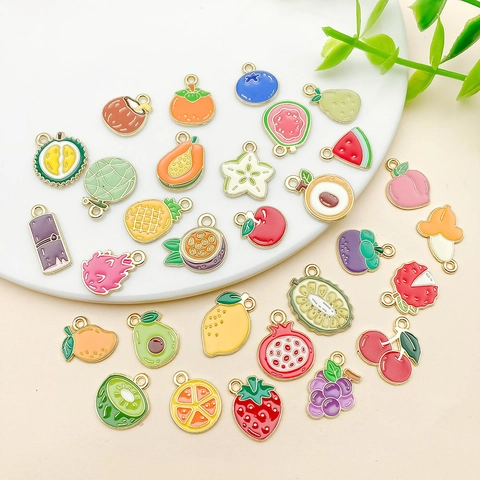 Sortierte Frucht Legierung Emaille Anhänger Für DIY Schmuckherstellung Armband Halskette Ohrring Frucht Kollektion Zubehör