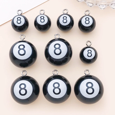 Retro Hars Nummer 8 Biljart Poolbal Hangers Voor DIY Sleutelhanger Sieraden Maken Accessoires Zwart Bol Charms