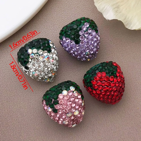 Erdbeere Polymer-Ton Strass Perlen Pave Kristall Erdbeere Charms Für DIY Halskette Armband Telefon Kette Schmuckherstellung Zubehör