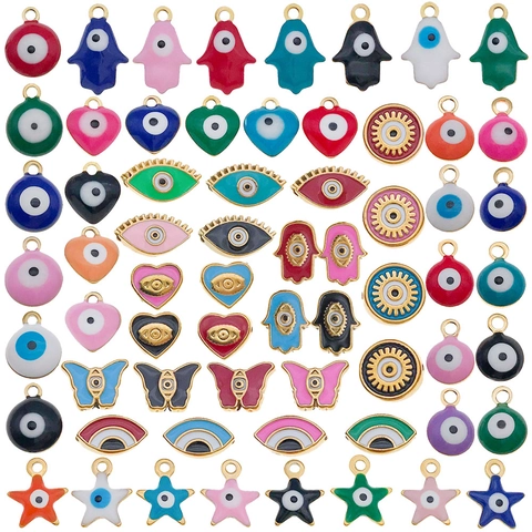 Colgantes de Acero Inoxidable Oro Ojo Turco Mano De Fátima Joyería DIY Esmalte Sol Luna Corazón Accesorios Mujer