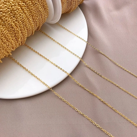 Αλυσίδα O από Χαλκό με Επίχρυση Επίστρωση 18K DIY Αξεσουάρ Κοσμημάτων Λεπτή Αλυσίδα Σταυρού για Επέκταση Κολιέ Βραχιολιού