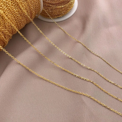 Αλυσίδα O από Χαλκό με Επίχρυση Επίστρωση 18K DIY Αξεσουάρ Κοσμημάτων Λεπτή Αλυσίδα Σταυρού για Επέκταση Κολιέ Βραχιολιού