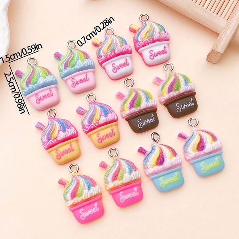 Simulation Sweet Milkshake Resin Pendants For DIY Jewelry Making Colorful Food Play Charms Handmade Crafts Accessories