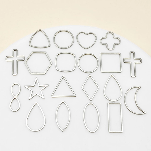 Colgantes de Marco Hueco Geométricos de Acero Inoxidable Para la Fabricación de Joyas DIY Formas Corazón Estrella Luna Cruz Gota de Agua