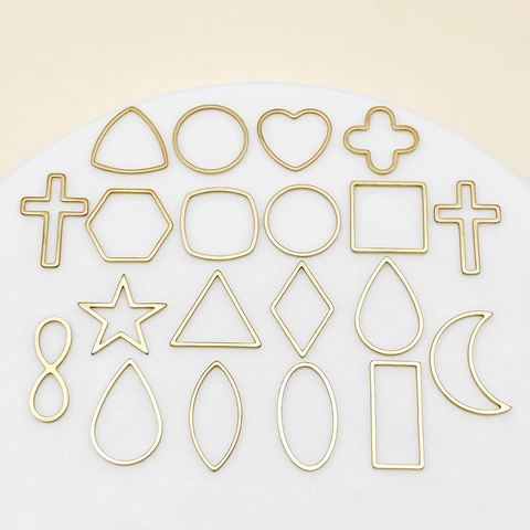 Stainless Steel Geometric Bezel Pendants Assorted Hollow Metal Frames For Resin DIY Jewelry Making Accessories Gold Silver
