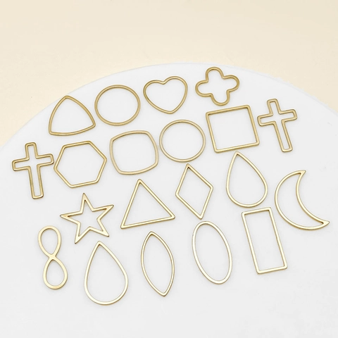 Stainless Steel Geometric Bezel Pendants Assorted Hollow Metal Frames For Resin DIY Jewelry Making Accessories Gold Silver