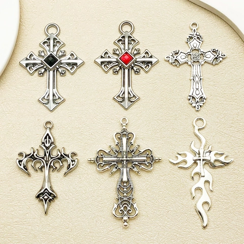 Vintage Zinc Alloy Cross Pendant Charms Set For DIY Jewelry Making Gothic Punk Hip Hop Large Metal Cross Pendant Accessories