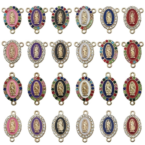 Colgante Virgen De Guadalupe De Aleación Esmalte Strass Ovalado Religioso Solo Colgante Para Hacer Joyas DIY